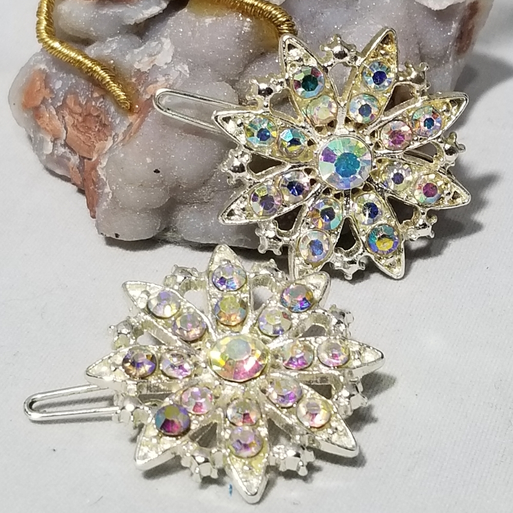 CRYSTALS SILVER HAIR CLIPS